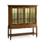 Country Walnut Glazed Display Double Cabinet