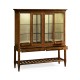 Country Walnut Glazed Display Double Cabinet