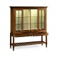 Country Walnut Glazed Display Double Cabinet
