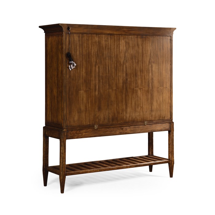 Country Walnut Glazed Display Double Cabinet