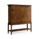 Country Walnut Glazed Display Double Cabinet