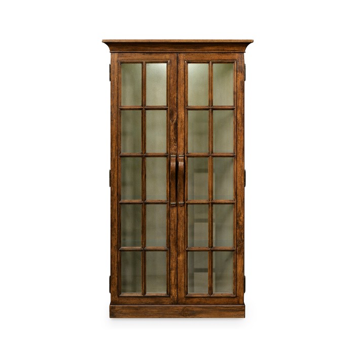 Plank Country Walnut Fully Glazed Bookcase with Strap Handles