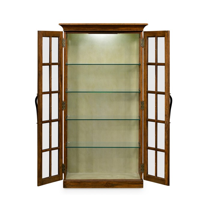 Plank Country Walnut Fully Glazed Bookcase with Strap Handles