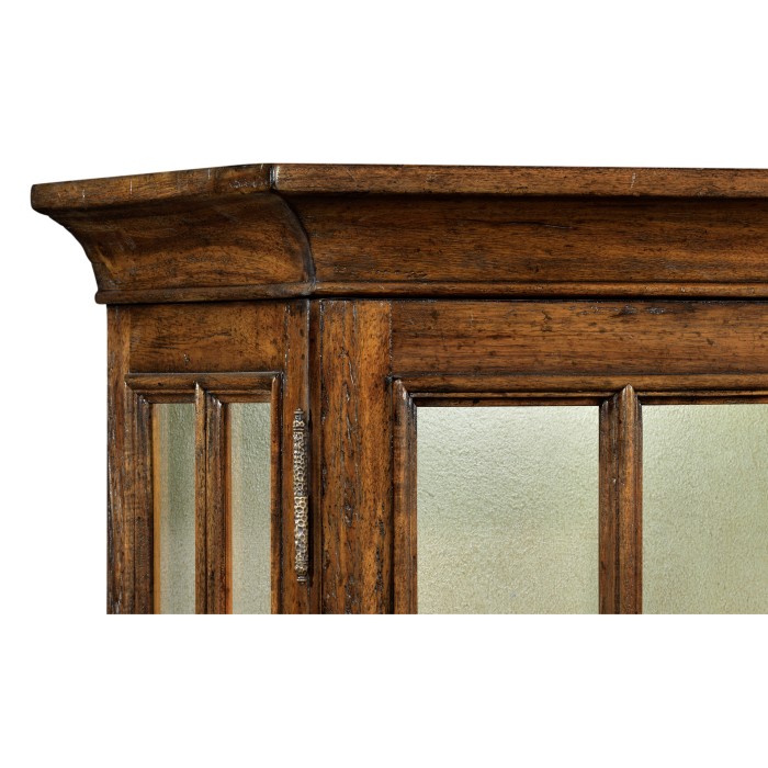 Plank Country Walnut Fully Glazed Bookcase with Strap Handles