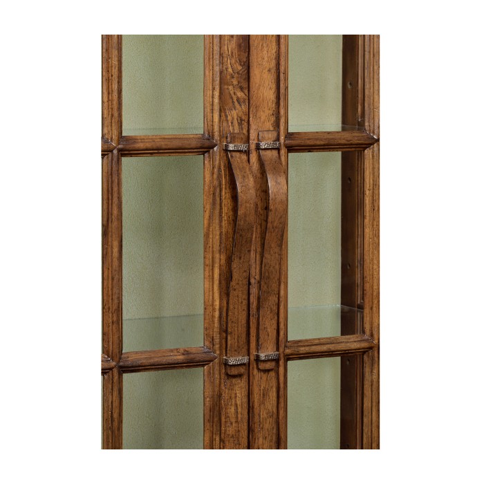 Plank Country Walnut Fully Glazed Bookcase with Strap Handles