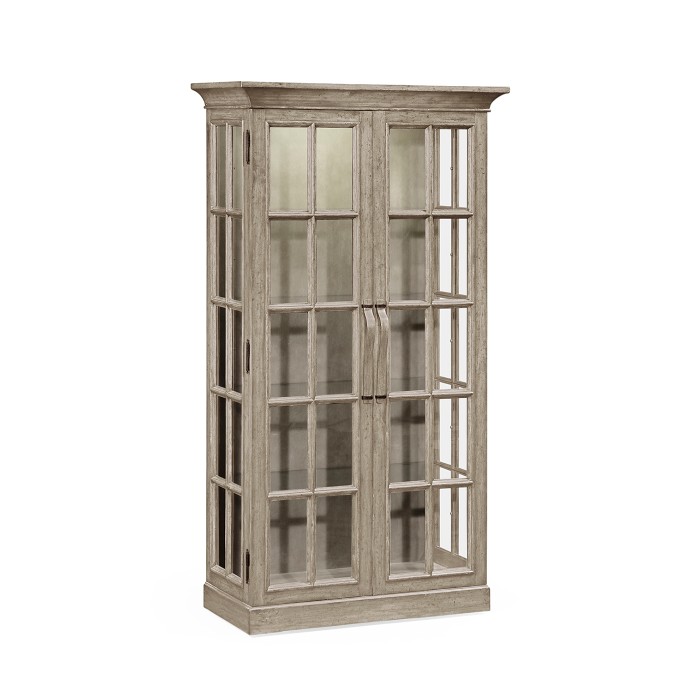 Plank Rustic Grey Fully Glazed Bookcase with Strap Handles