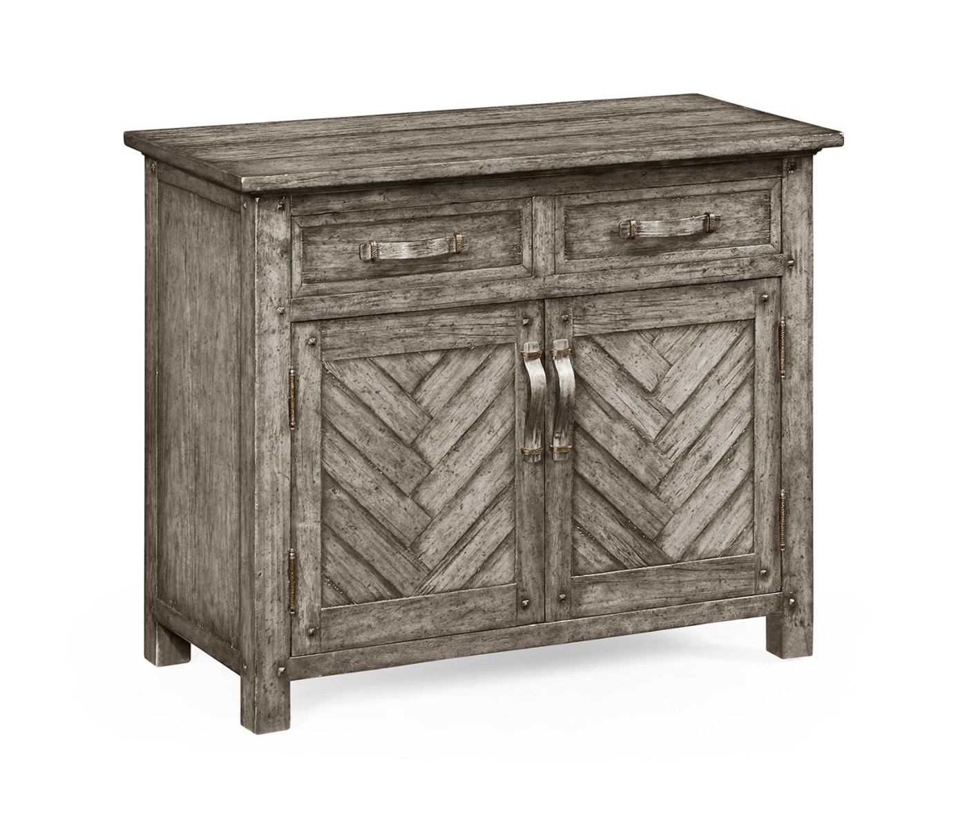 Plank antique dark grey cabinet or dresser base with strap handles