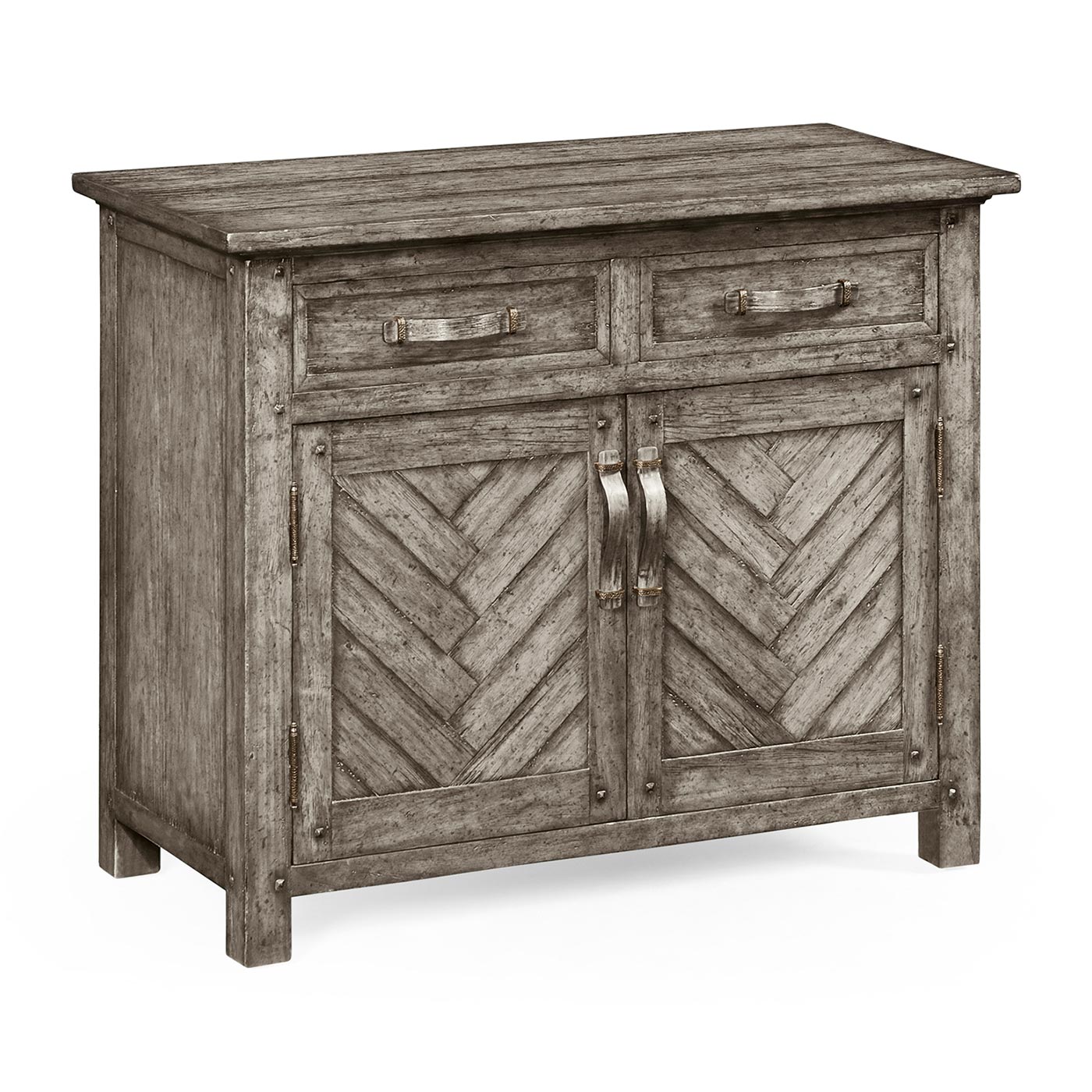 Plank antique dark grey cabinet or dresser base with strap handles