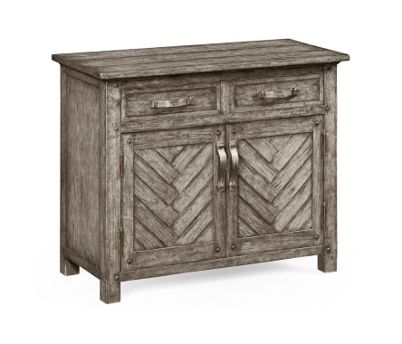 Plank antique dark grey cabinet or dresser base with strap handles