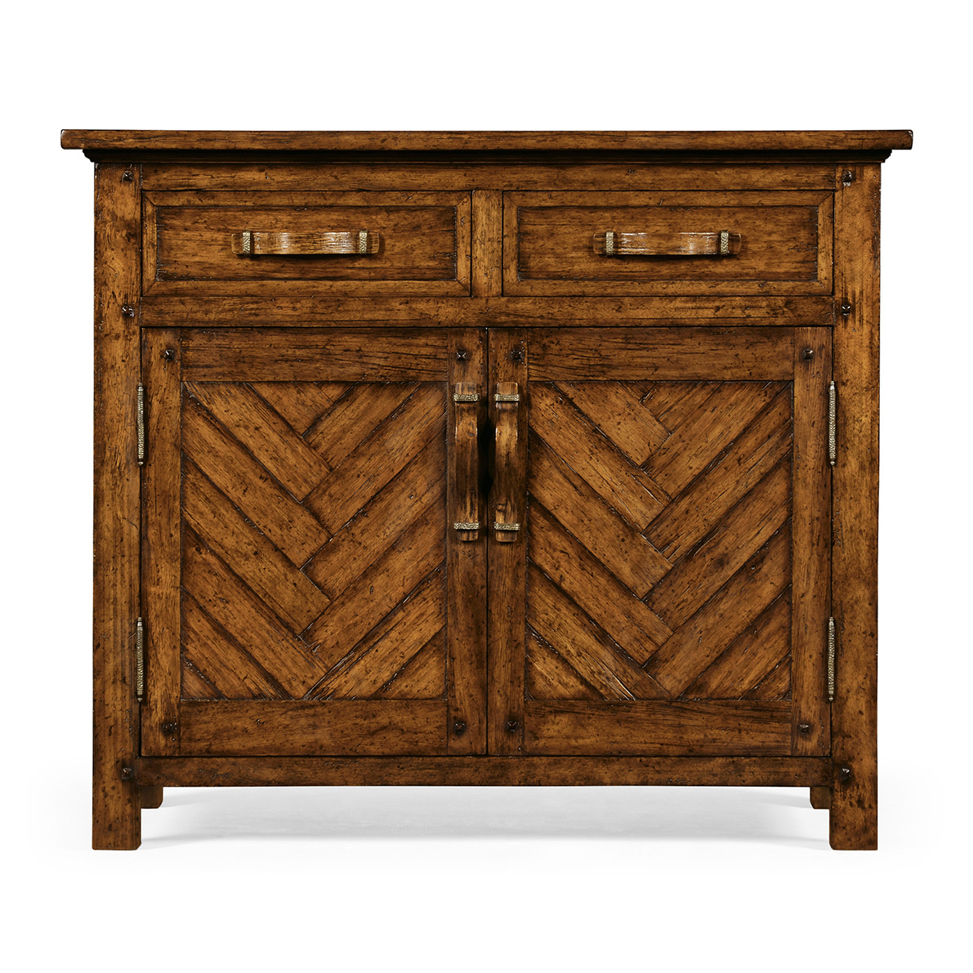 Plank Country Walnut Credenza with Strap Handles