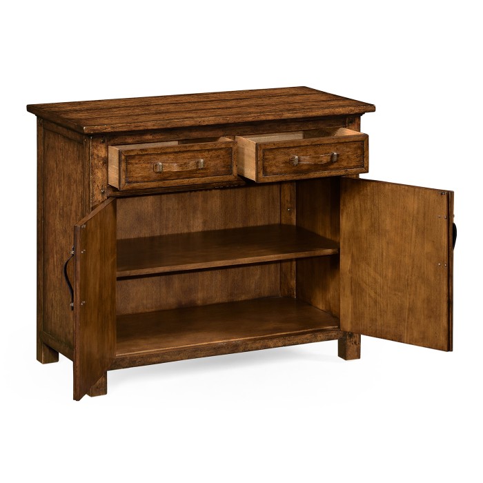 Plank Country Walnut Credenza with Strap Handles