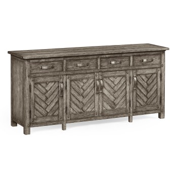 Antique Dark Grey Parquet Sideboard with Strap Handles
