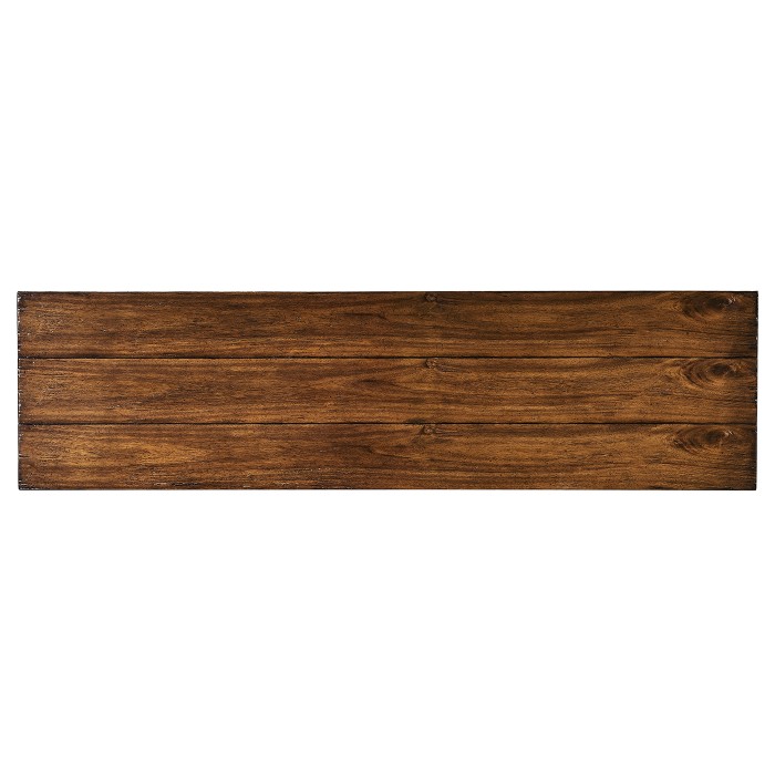 Country Walnut Parquet Sideboard with Strap Handles