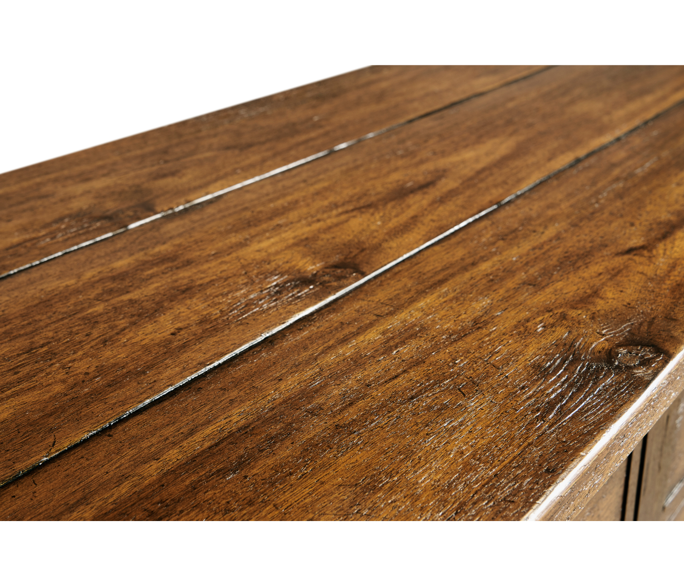 Country Walnut Parquet Sideboard with Strap Handles