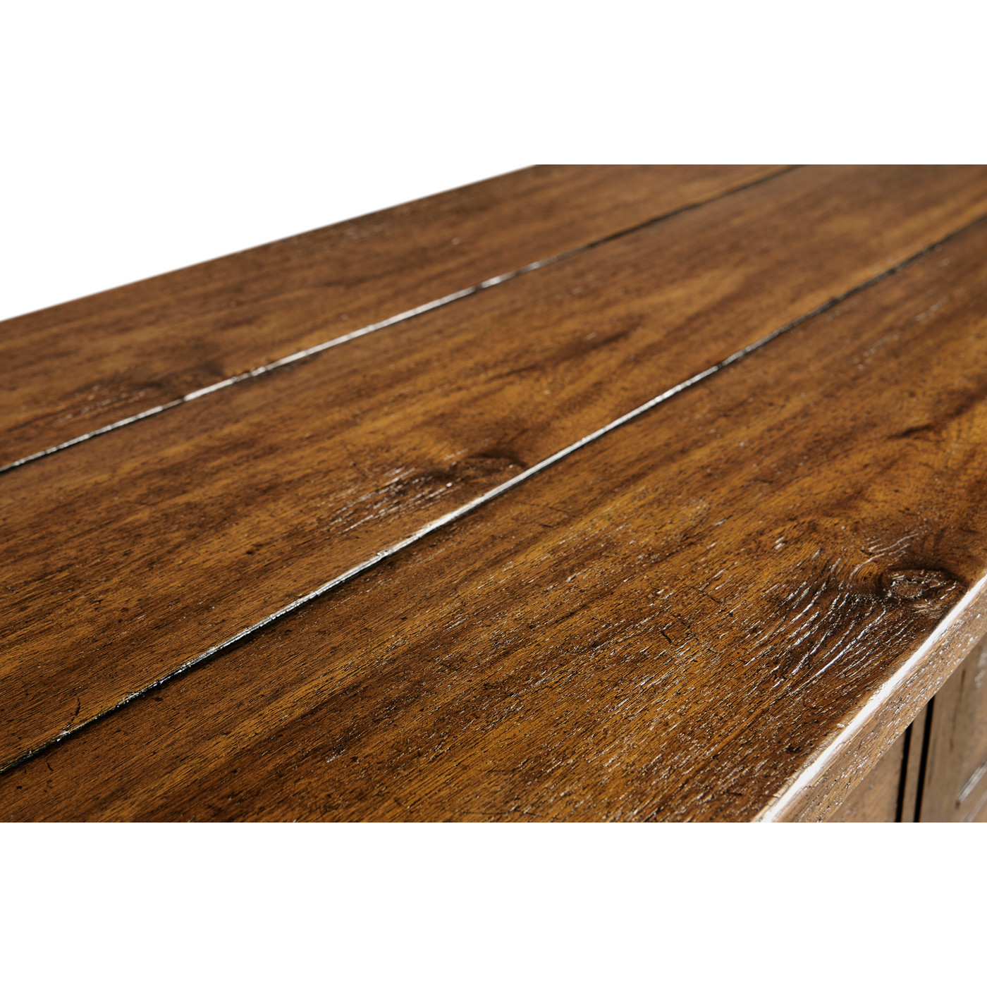 Country Walnut Parquet Sideboard with Strap Handles