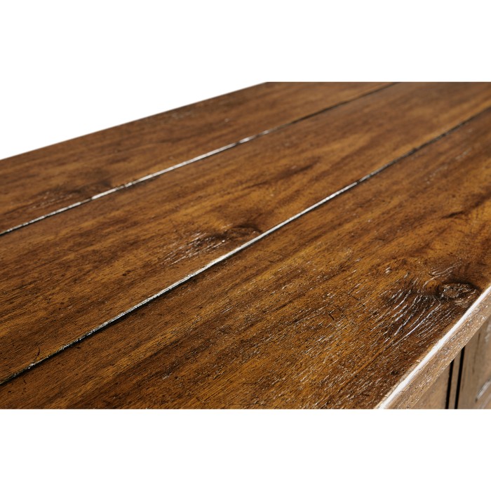 Country Walnut Parquet Sideboard with Strap Handles