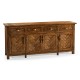 Country Walnut Parquet Sideboard with Strap Handles