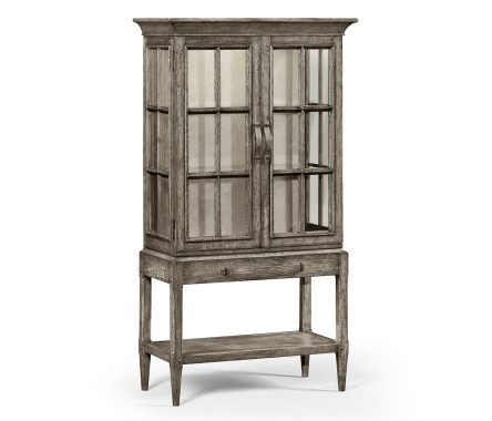 Antique Dark Grey Glazed Display Cabinet with Strap Handles