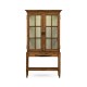 Country Walnut Glazed Display Cabinet with Strap Handles