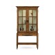 Country Walnut Glazed Display Cabinet with Strap Handles