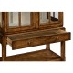 Country Walnut Glazed Display Cabinet with Strap Handles
