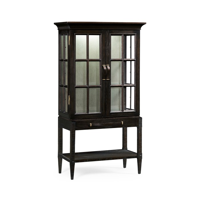 Dark Ale Glazed Display Cabinet with Strap Handles