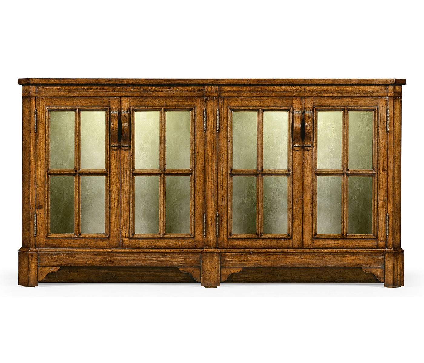 Country Walnut Parquet Welsh Bookcase with Strap Handles