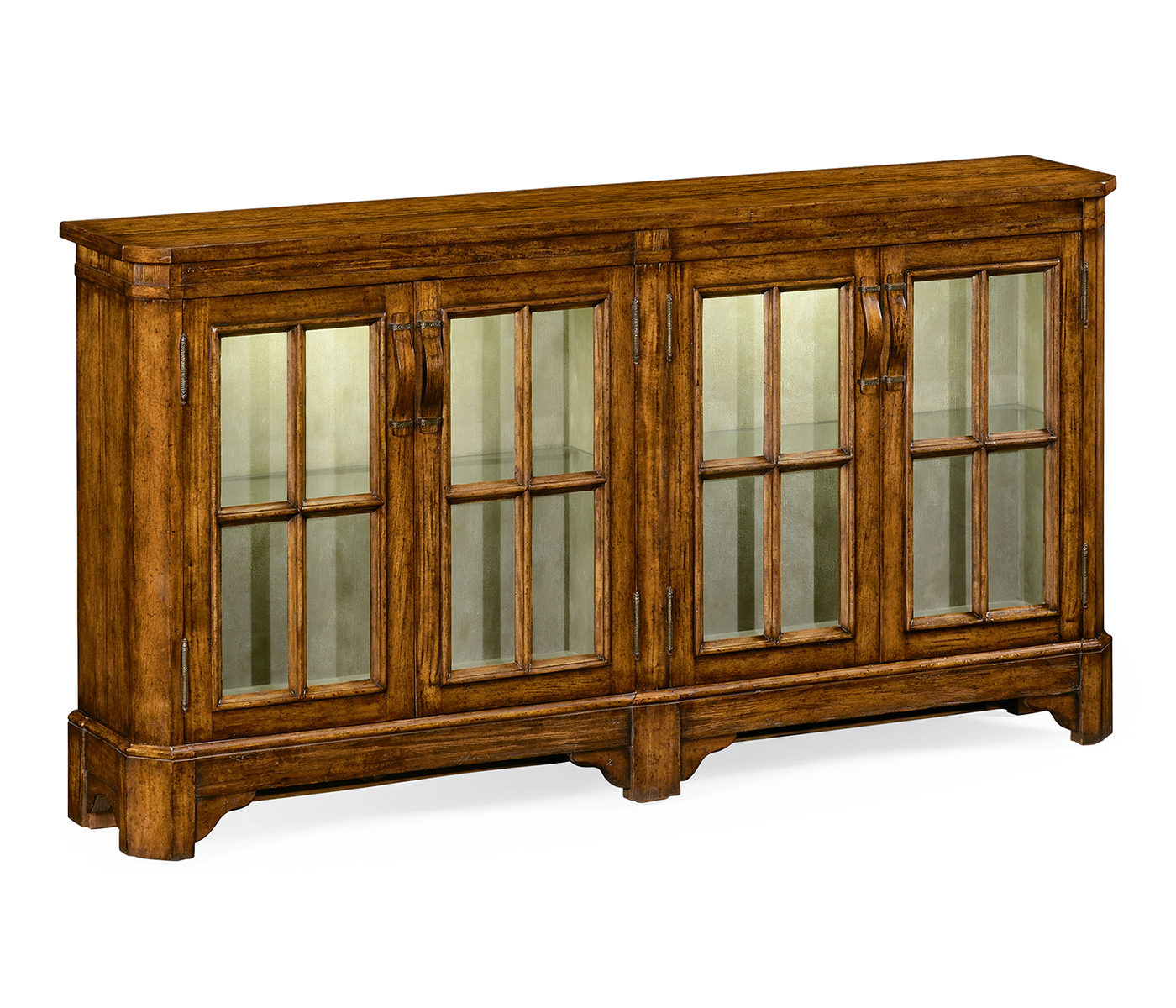 Country Walnut Parquet Welsh Bookcase with Strap Handles