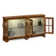 Country Walnut Parquet Welsh Bookcase with Strap Handles