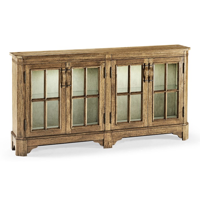 Medium Driftwood Parquet Welsh Bookcase with Strap Handles