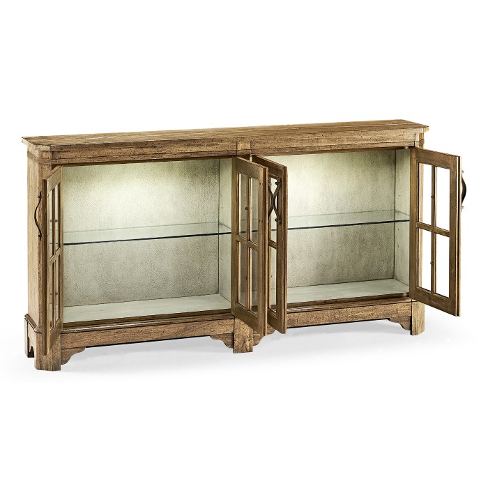 Medium Driftwood Parquet Welsh Bookcase with Strap Handles