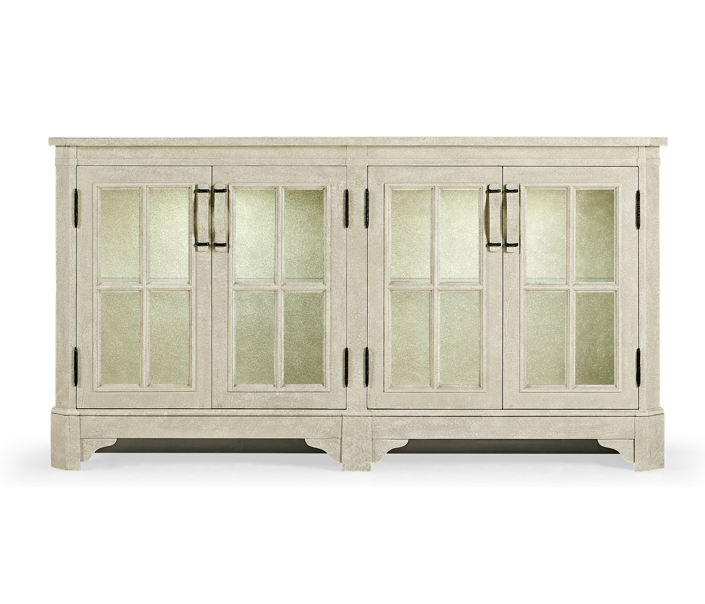 Whitewash Driftwood Parquet Welsh Bookcase with Strap Handles
