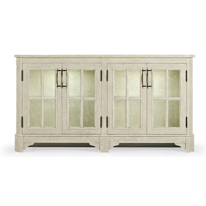 Whitewash Driftwood Parquet Welsh Bookcase with Strap Handles