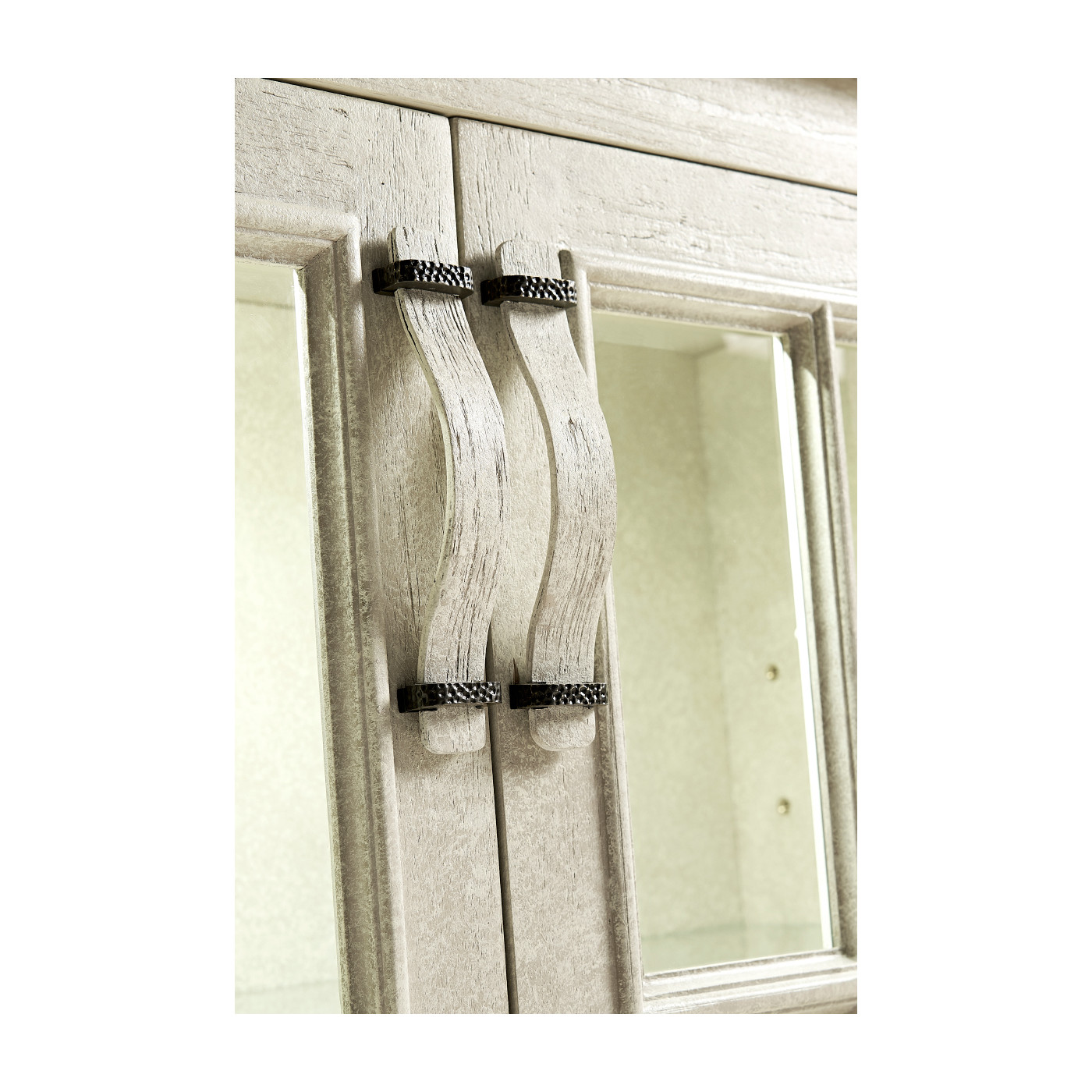Whitewash Driftwood Parquet Welsh Bookcase with Strap Handles