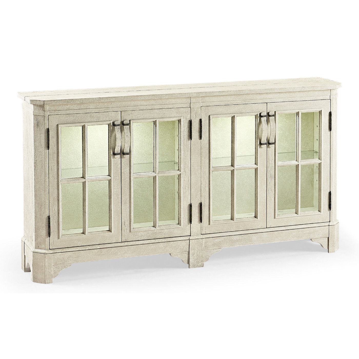 Whitewash Driftwood Parquet Welsh Bookcase with Strap Handles