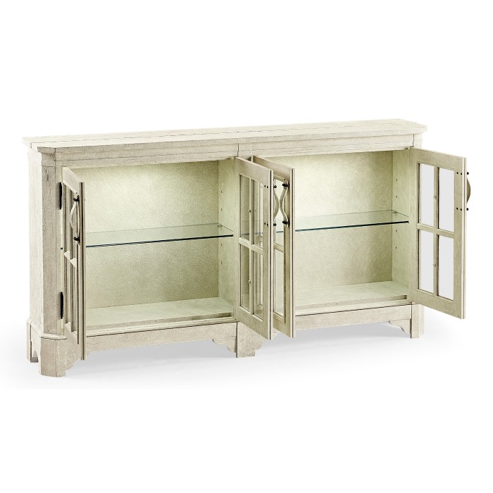 Whitewash Driftwood Parquet Welsh Bookcase with Strap Handles