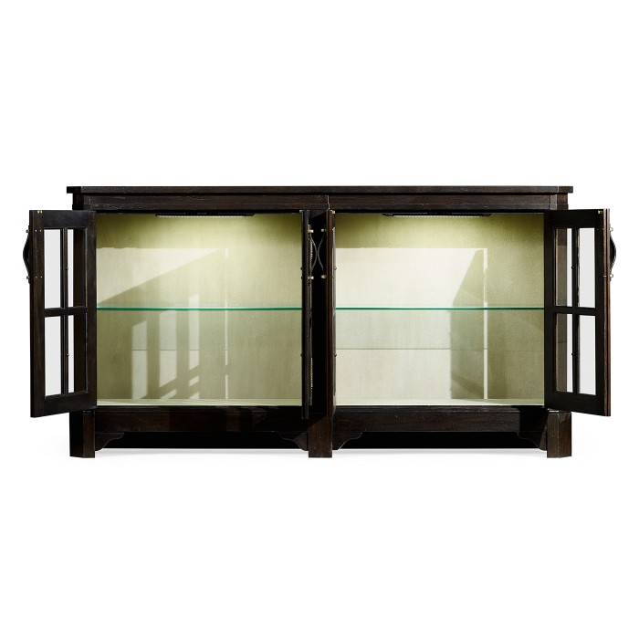 Dark Ale Parquet Welsh Bookcase with Strap Handles