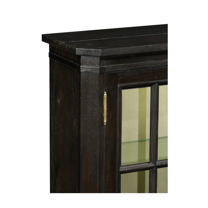 Dark Ale Parquet Welsh Bookcase with Strap Handles