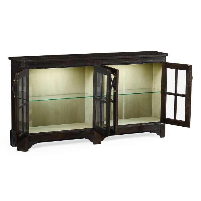 Dark Ale Parquet Welsh Bookcase with Strap Handles