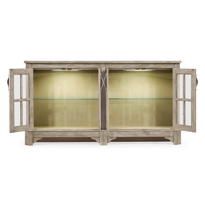 Rustic Grey Parquet Welsh Bookcase with Strap Handles