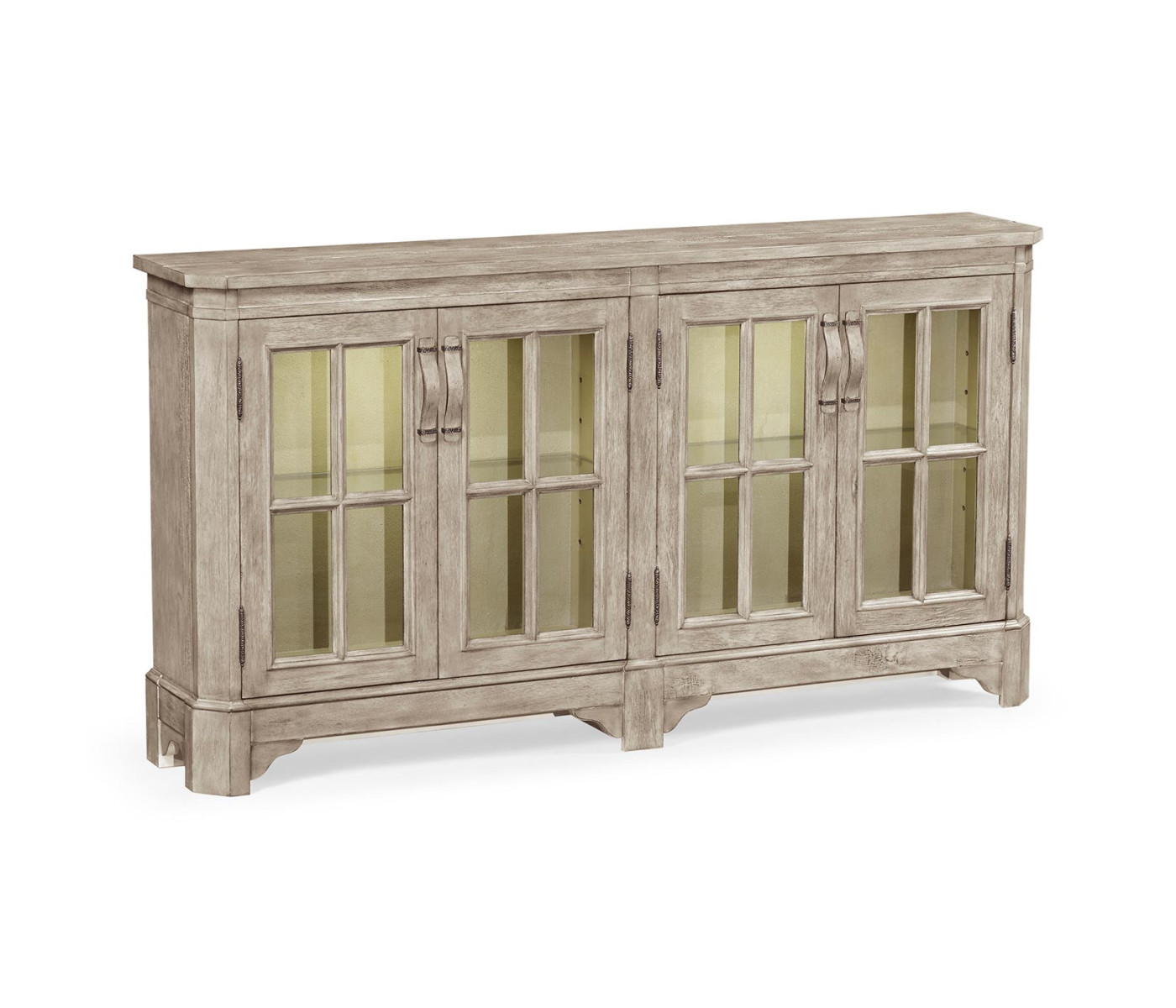 Rustic Grey Parquet Welsh Bookcase with Strap Handles