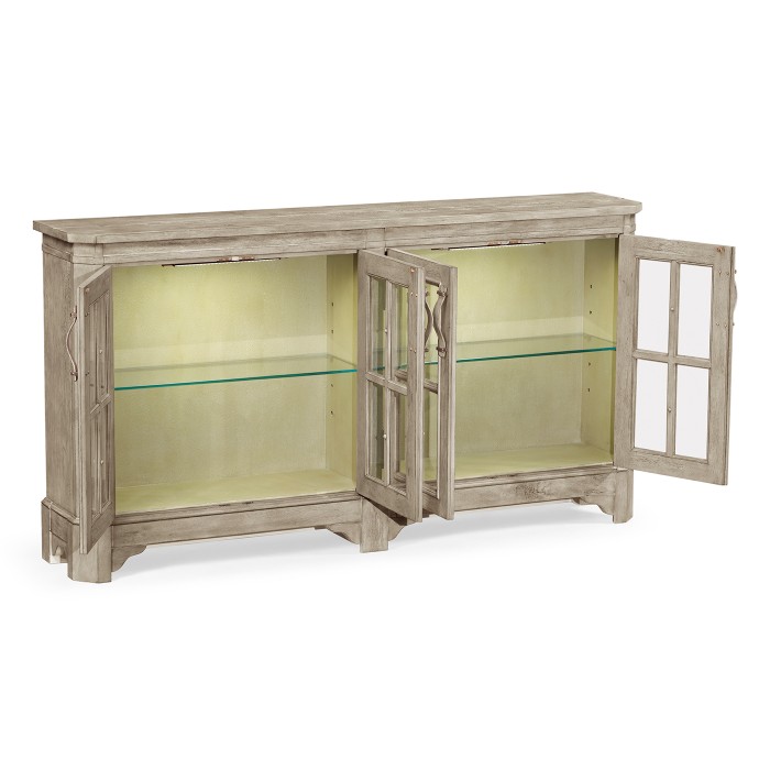 Rustic Grey Parquet Welsh Bookcase with Strap Handles