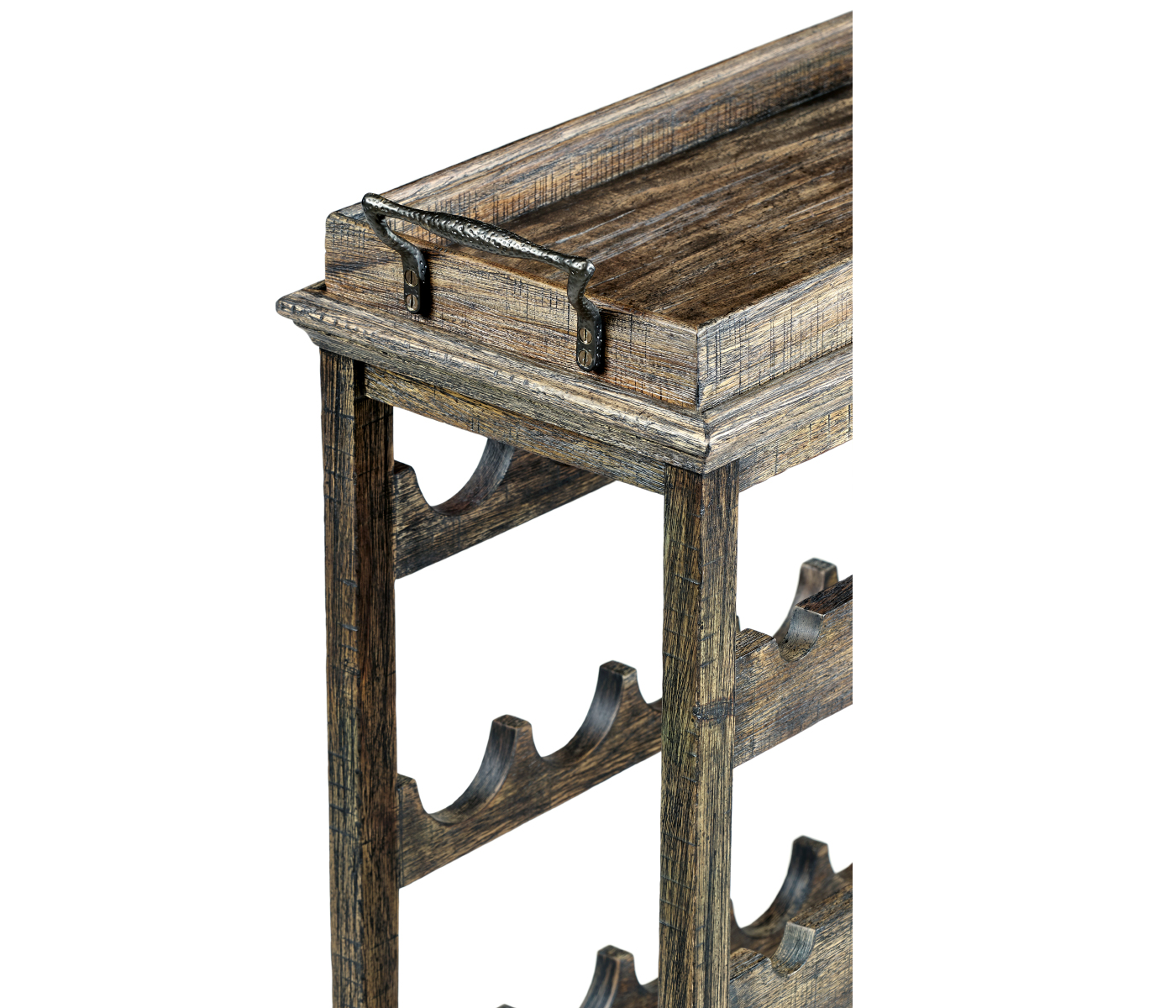 Dark Driftwood Four-Tier Wine Shelf
