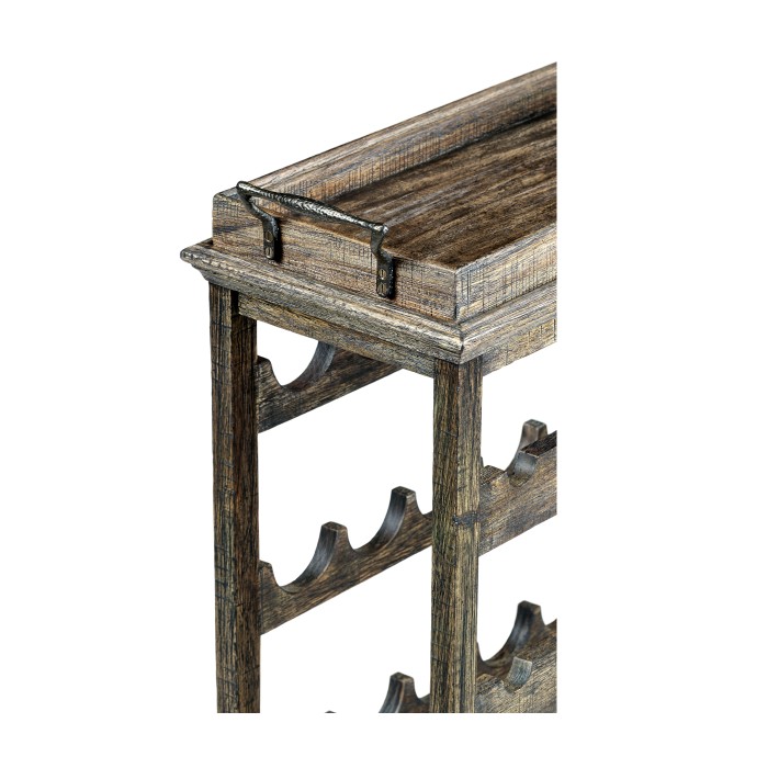 Dark Driftwood Four-Tier Wine Shelf