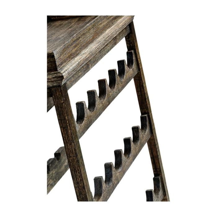 Dark Driftwood Four-Tier Wine Shelf