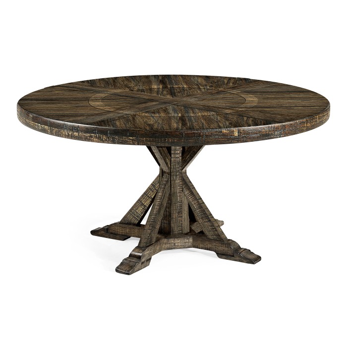 Dark Driftwood Round Dining Table with Inbuilt Lazy Susan 60
