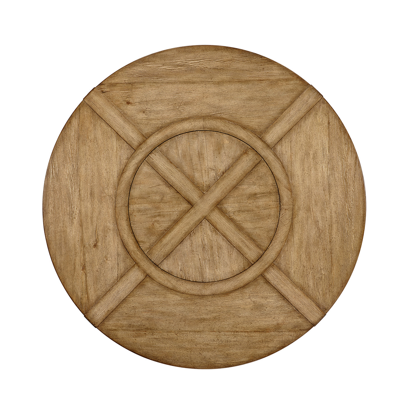 Light Driftwood Round Dining Table with Inbuilt Lazy Susan 60