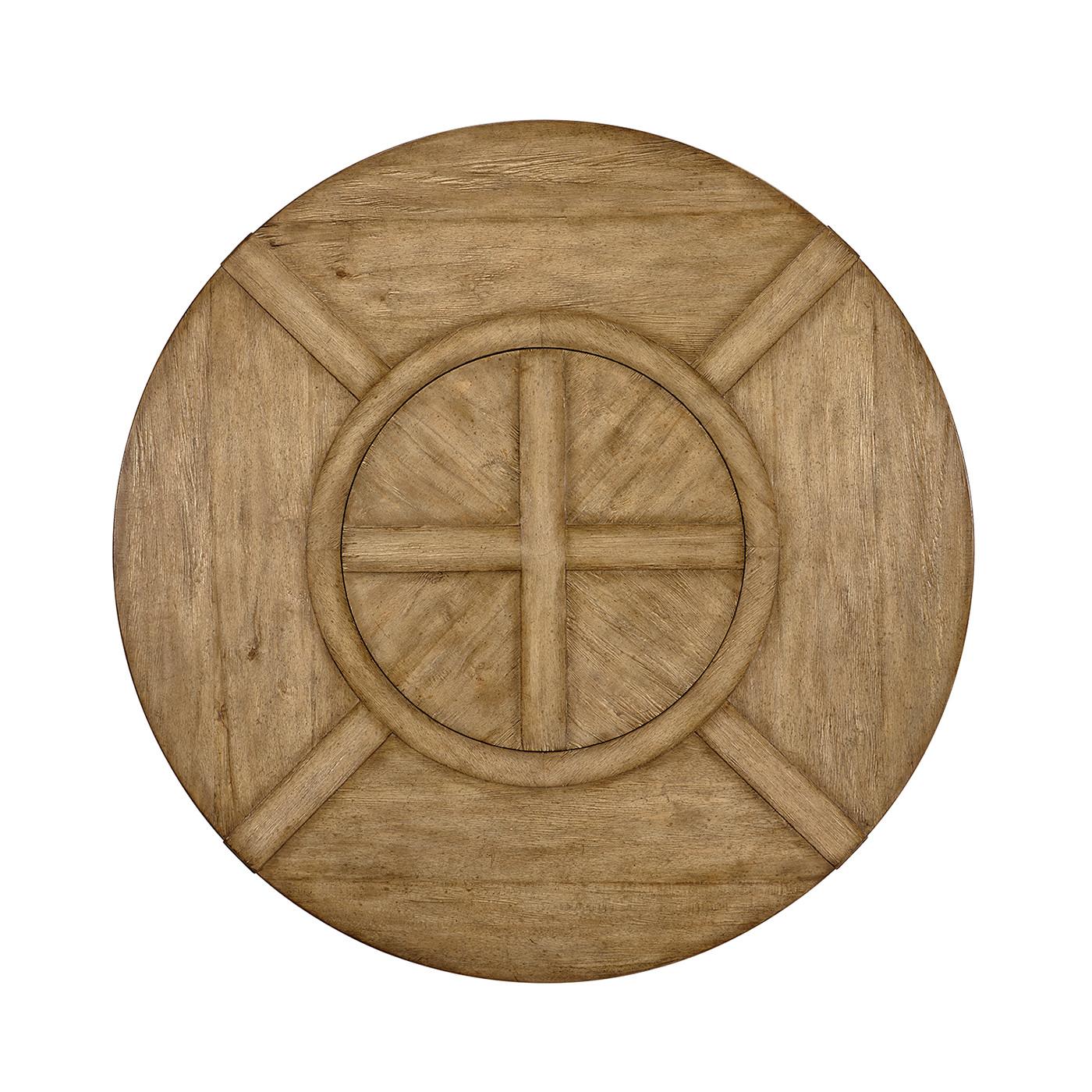 Light Driftwood Round Dining Table with Inbuilt Lazy Susan 60