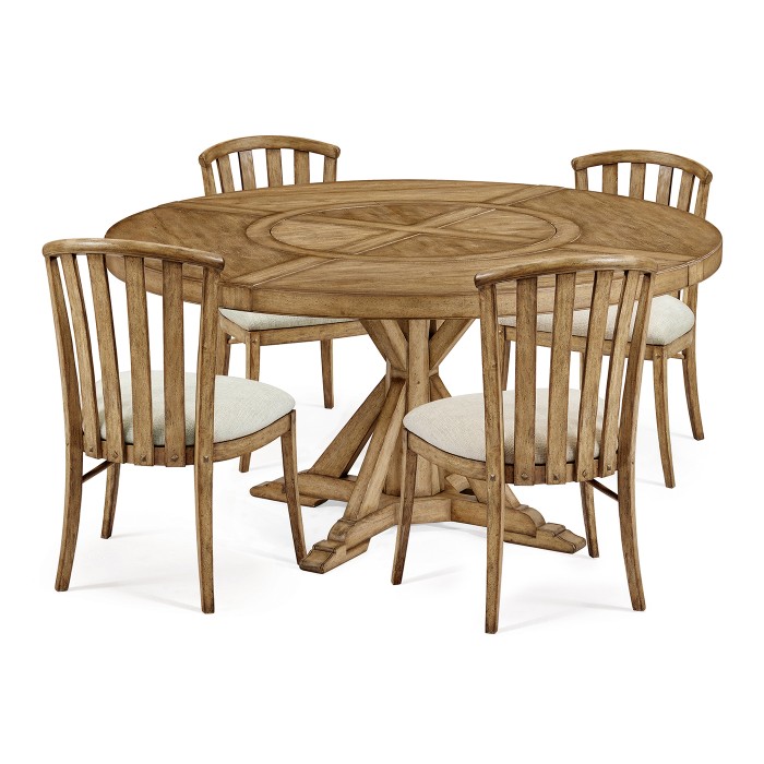 Light Driftwood Round Dining Table with Inbuilt Lazy Susan 60