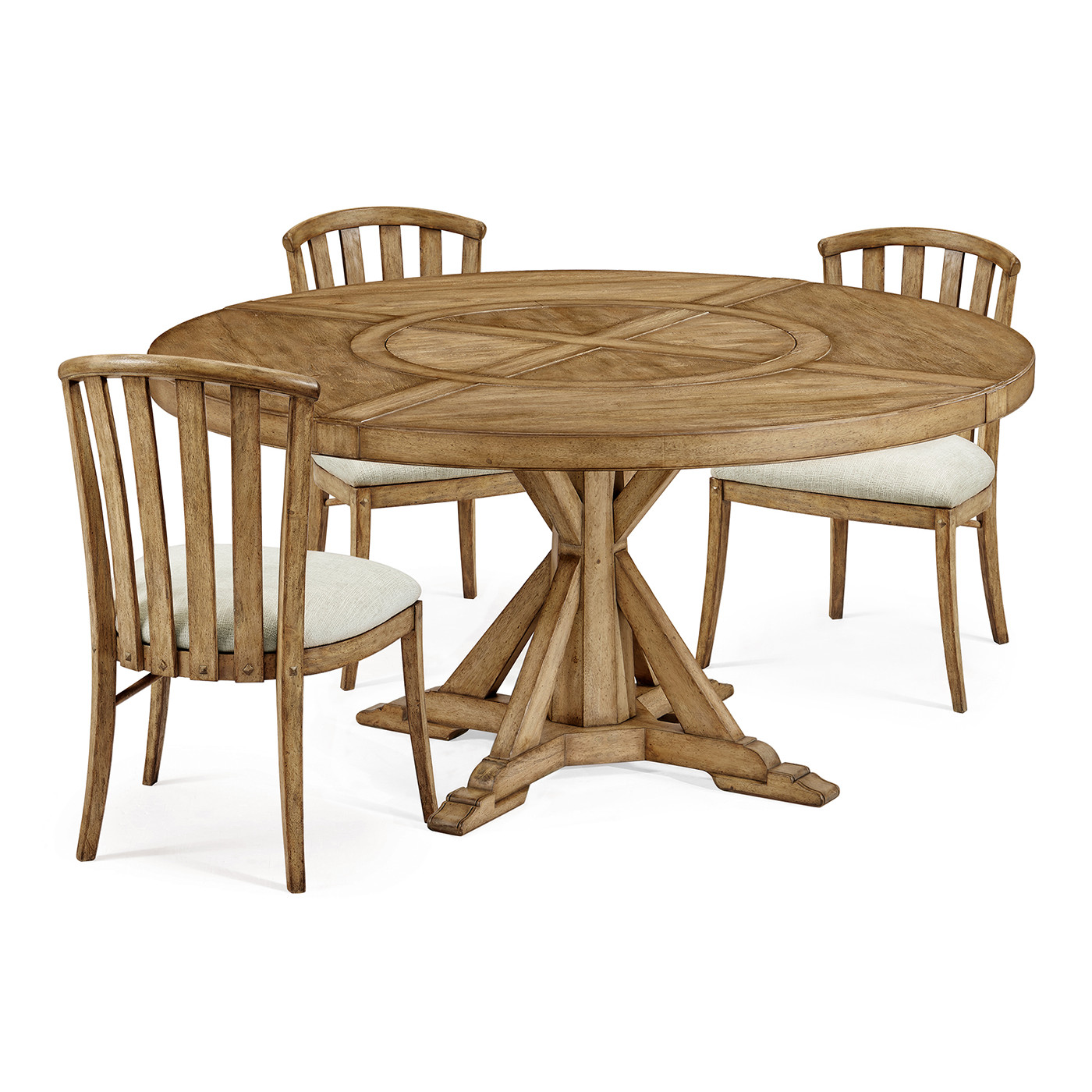 Light Driftwood Round Dining Table with Inbuilt Lazy Susan 60